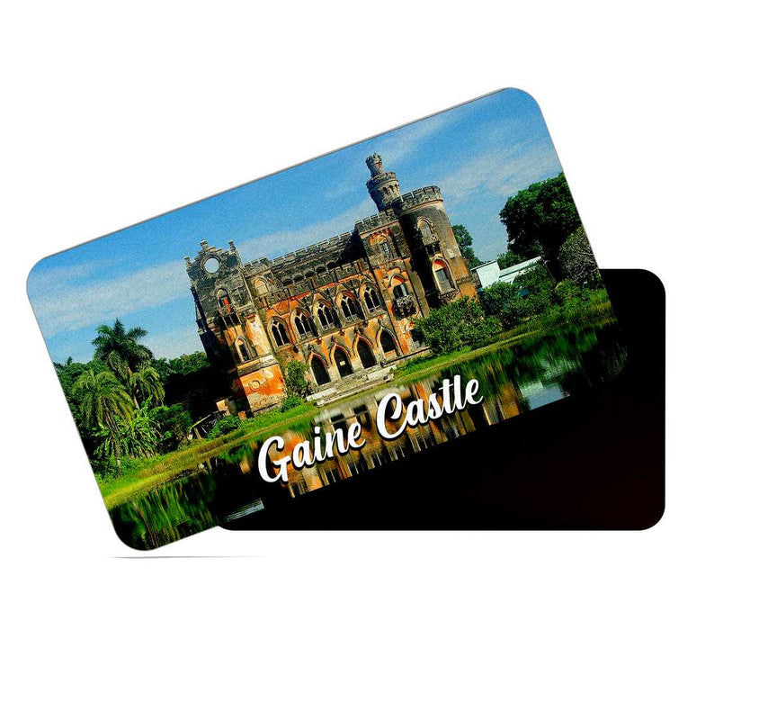 dhcrafts Rectangular Rubber Fridge Magnet / Magnetic Card Multicolor West Bengal Gaine Castle Design Pack of 1 (8.6cm x 5.4cm)